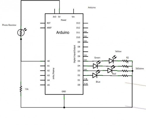Схема подключения самодельного датчика цвета к Arduino Схема подключения самодельного датчика цвета к Arduino