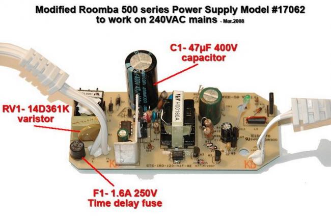 Переделка адаптера питания iRobot Roomba под 220В